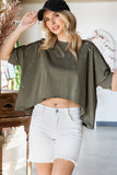 Distressed Asymmetric Hem Cropped Tee Shirt