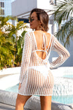 Cutout Round Neck Long Sleeve Cover-Up