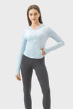 Pocketed Zip Up Hooded Long Sleeve Active Outerwear