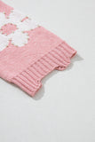 Pearl Trim Flower Round Neck Sweater