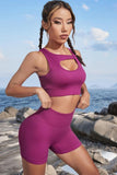 Cutout Crop Top and Sports Shorts Set