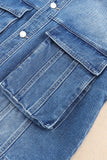 Collared Neck Button Up Denim Jacket