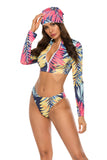 Printed Zip Up Three-Piece Swim Set