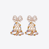 Rhinestone Alloy Christmas Bell Earrings