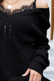Openwork V-Neck Long Sleeve Sweater