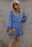 Floral Balloon Sleeve Ruffle Hem Dress