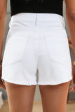 Frayed Hem Distressed Denim Shorts with Pockets