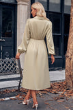 Surplice Neck Puff Sleeve Midi Dress