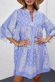 Paisley Three-Quarter Sleeve Mini Dress