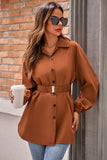 Collared Neck Button Down Long Sleeve Shirt