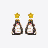Rhinestone Alloy Cat Earrings