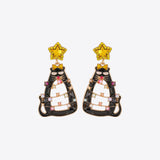 Rhinestone Alloy Cat Earrings