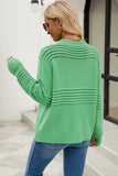 Round Neck Openwork Long Sleeve Pullover Sweater