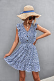 Ditsy Floral Ruffled V-Neck Dress