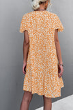 Floral Buttoned V-Neck Flutter Sleeve Dress