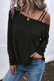 Asymmetrical Neck Long Sleeve Top
