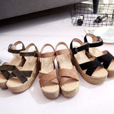 Crisscross Open Toe Wedge Sandals