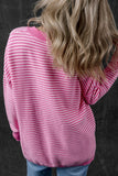 Striped V-Neck Dropped Shoulder Sweater