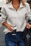 Textured Quarter Zip Long Sleeve Sweatshirt