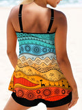 Printed Round Neck Two-Piece Swim Set