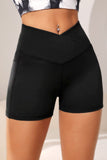 Wide Waistband Active Shorts with Pocket