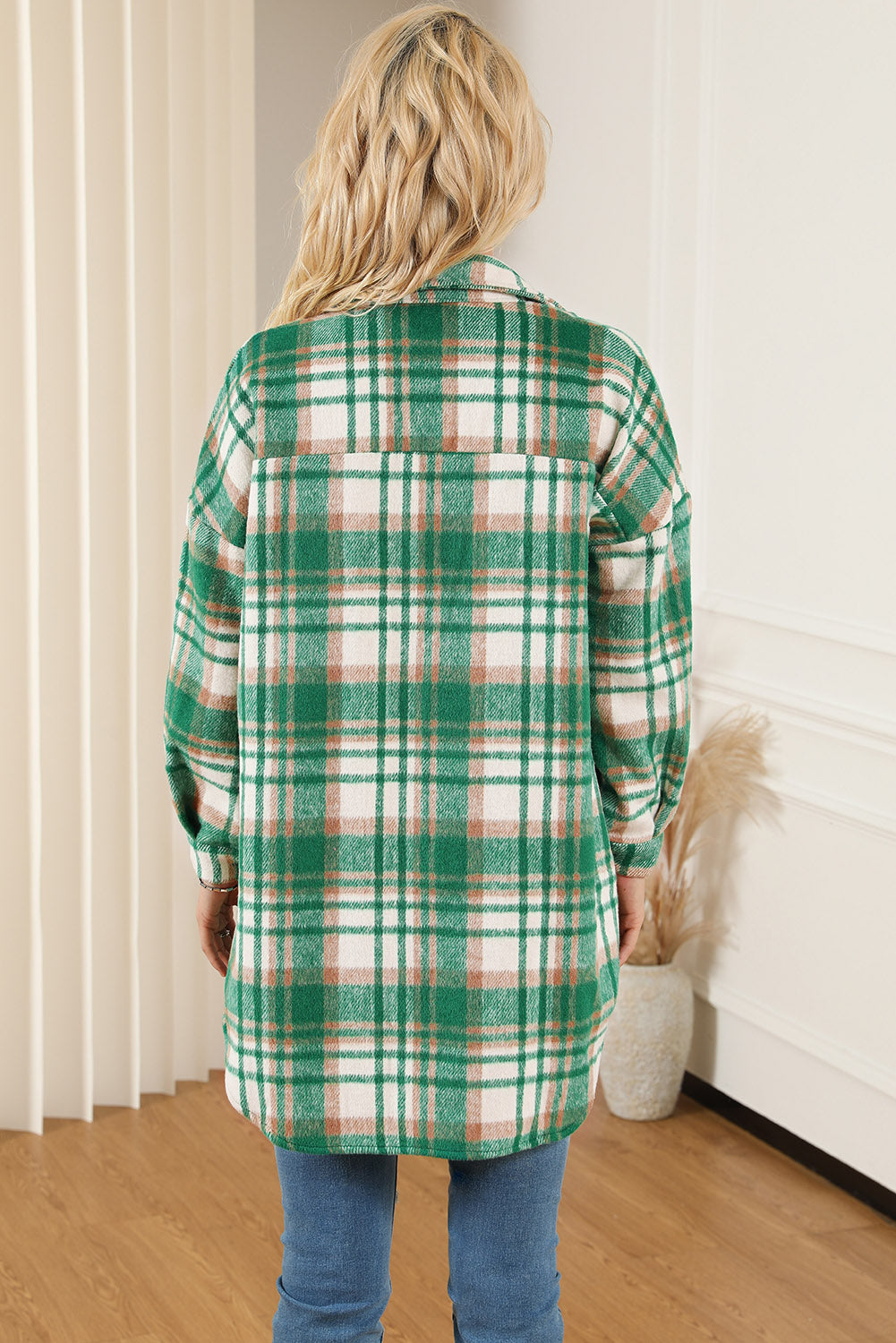 Plaid Dropped Shoulder Shirt Jacket