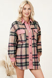 Plaid Button Down Drop Shoulder Jacket