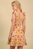Floral Smocked Square Neck Mini Dress