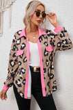 Leopard Collared Drop Shoulder Jacket