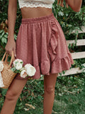 Ruffle Hem Elastic Waist Mini Skirt